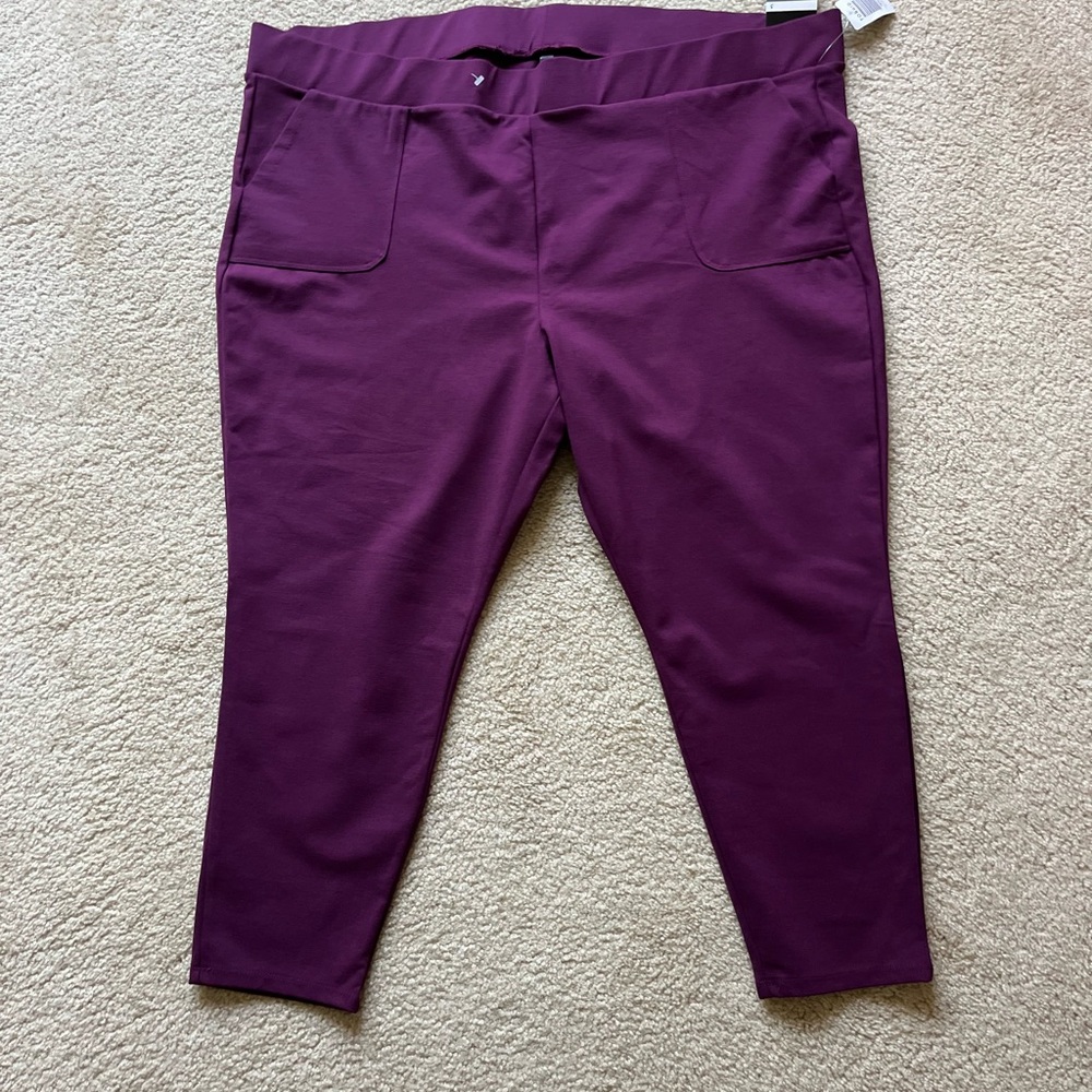 Torrid Ponte Potent Purple Pull On Taper Pants Slacks Pockets Size 5 NEW